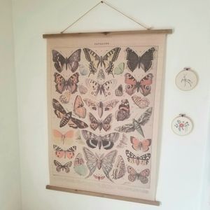Boho Butterfly Linen Scroll Wall Tapestry
